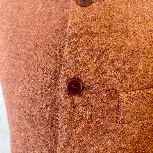 Classic Cut Waistcoat in Plain Russet Lovat Tweed
