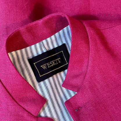 Classic Cut Waistcoat in Deep Red Heavier-Weight Irish Linen