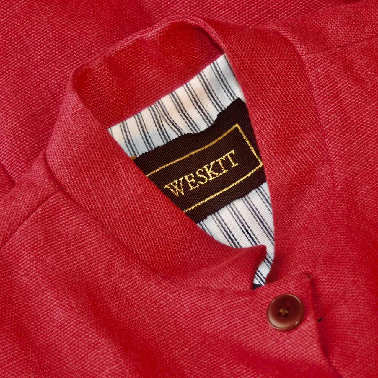 40" Classic Cut Waistcoat in Deep Red Heavier Weight Irish Linen