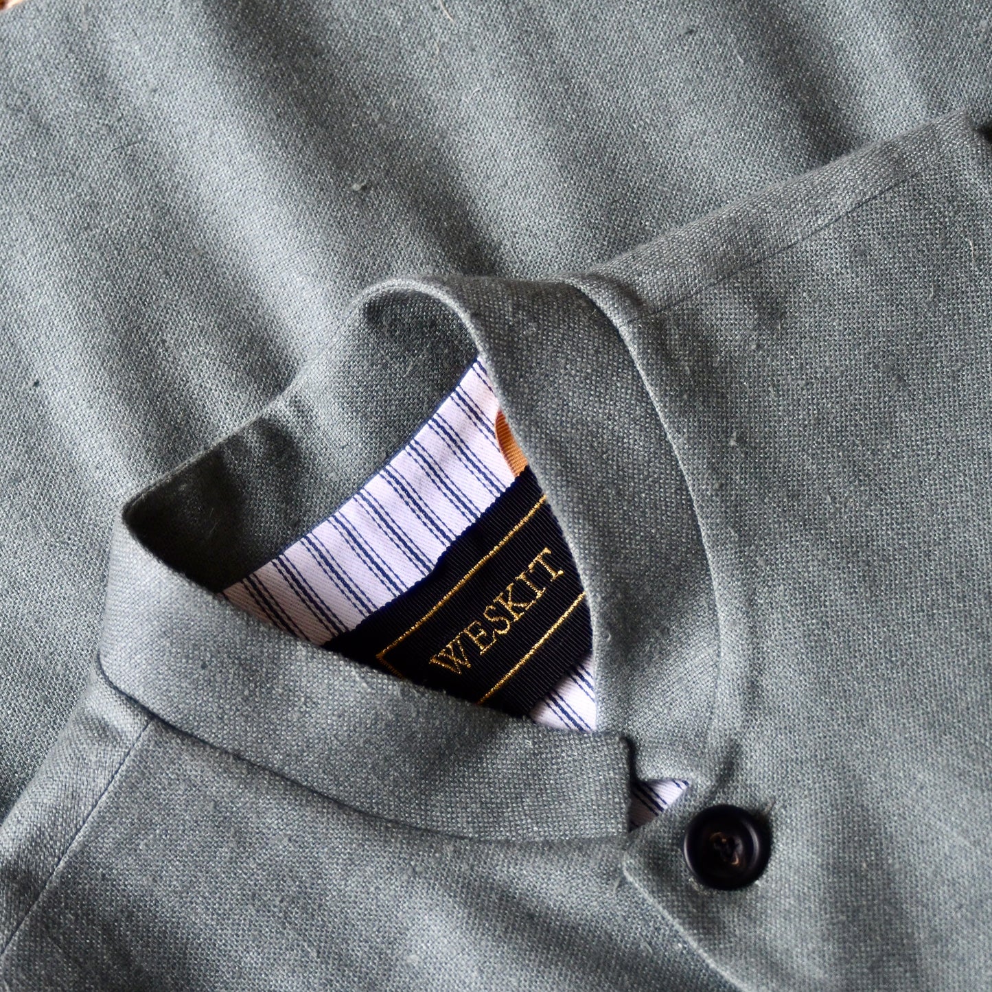 Classic Cut Waistcoat in Sage Silk Matka