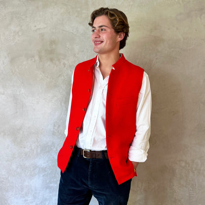 38" Classic Waistcoat in Scarlet Merino Melton
