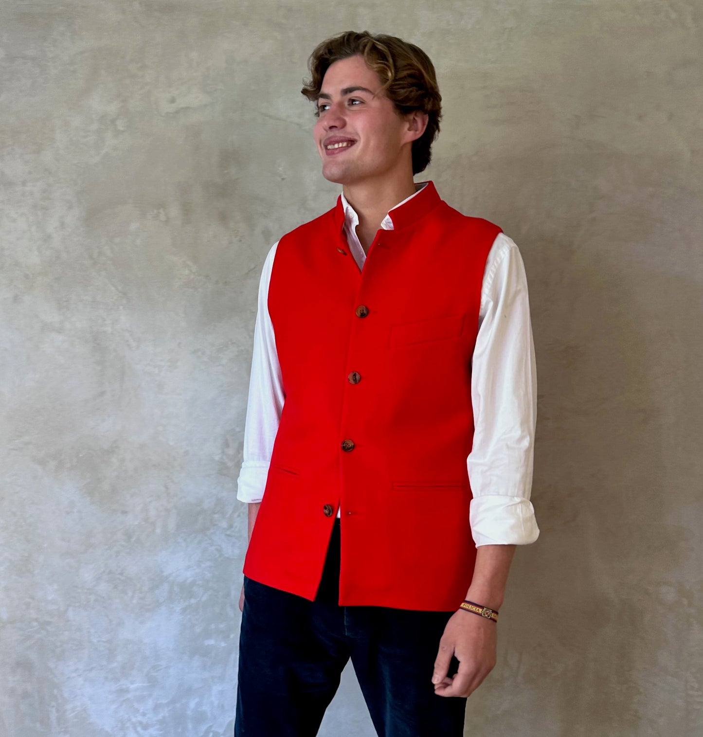 38" Classic Waistcoat in Scarlet Merino Melton