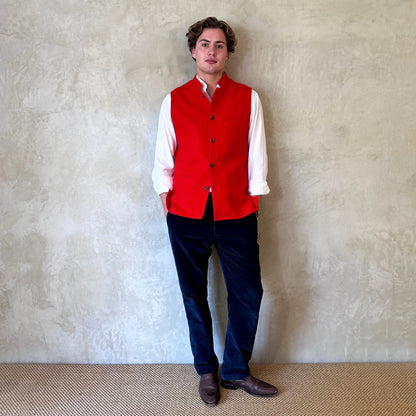 38" Classic Waistcoat in Scarlet Merino Melton