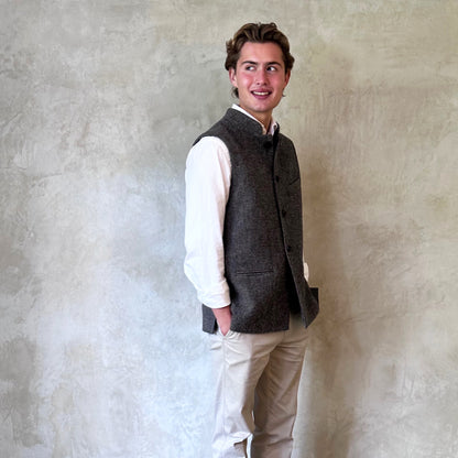 Classic Cut Waistcoat in Small Blue Lovat Check