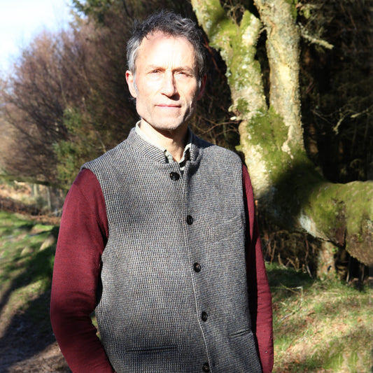 Classic Cut Waistcoat in Small Blue Lovat Check