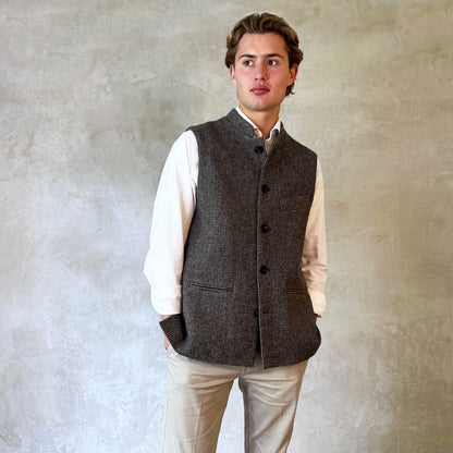 Tailored Cut Waistcoat in Small Blue Lovat Check