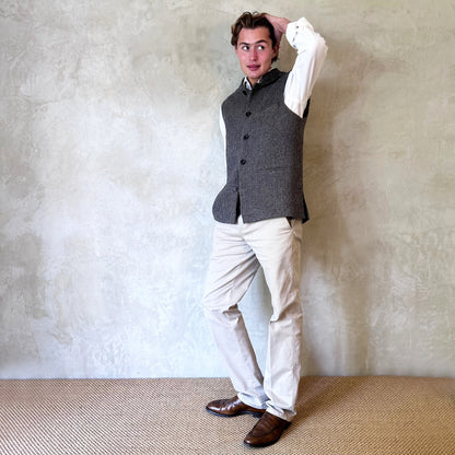 Tailored Cut Waistcoat in Small Blue Lovat Check