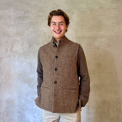 Classic Cut Waistcoat in Small Brown Lovat Check