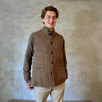 Classic Cut Waistcoat in Small Brown Lovat Check