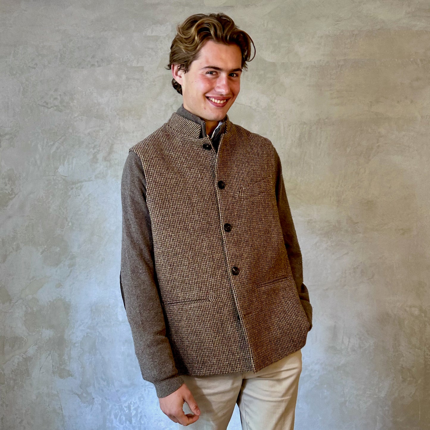 Classic Cut Waistcoat in Small Brown Lovat Check