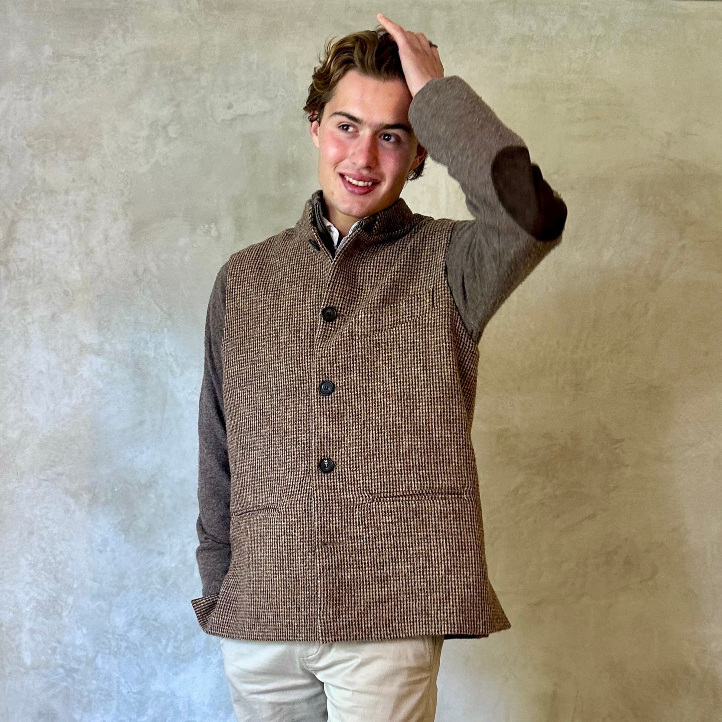 Classic Cut Waistcoat in Small Brown Lovat Check