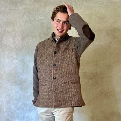 Classic Cut Waistcoat in Small Brown Lovat Check