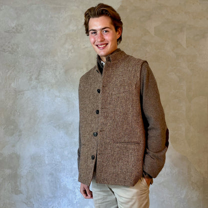 Classic Cut Waistcoat in Small Brown Lovat Check