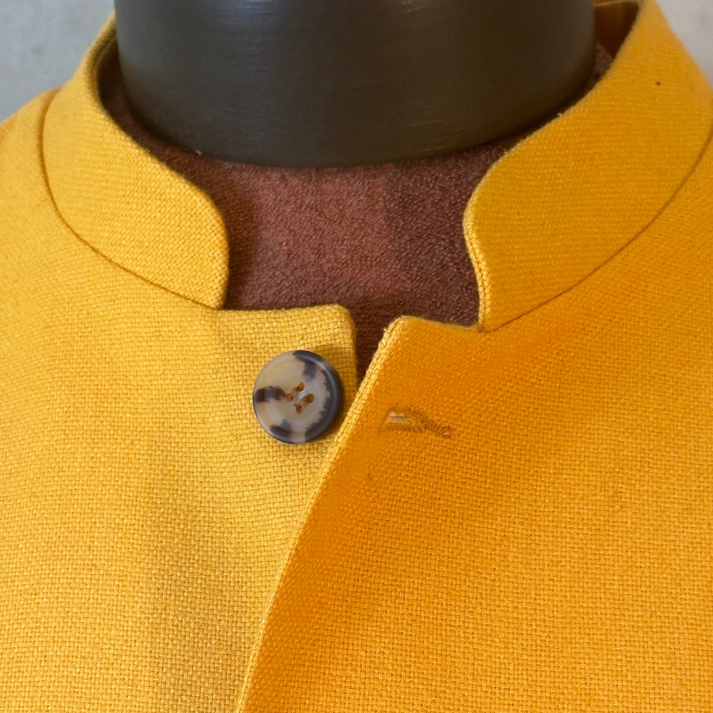 Tailored Cut Waistcoat in Sunflower Yellow Silk Matka