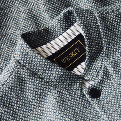 Classic Cut Waistcoat in Blue Grey Tiger Eye Tweed