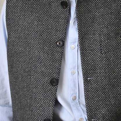 Classic Cut Waistcoat in Grey Blue Tiger Eye Tweed
