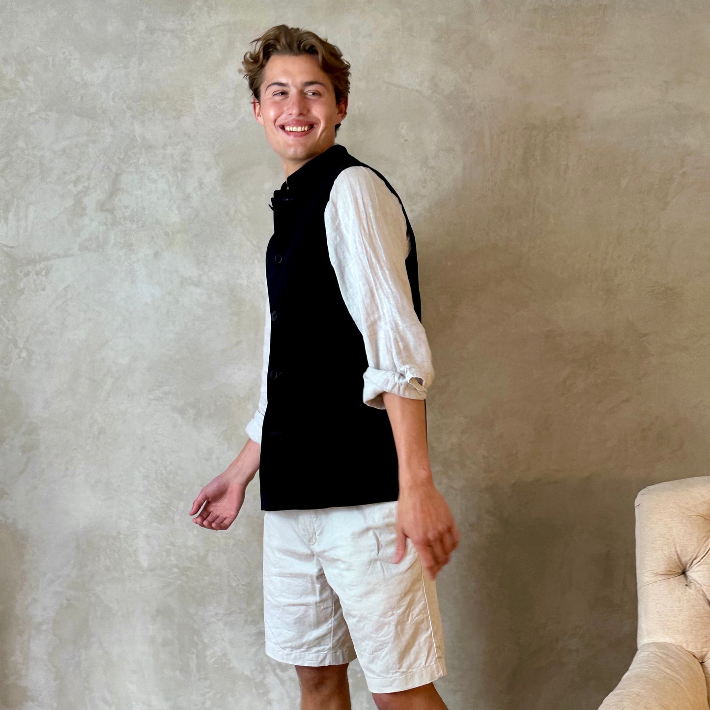 Classic Cut Waistcoat in Dark Navy Velvet