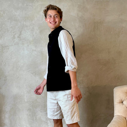 Classic Cut Waistcoat in Dark Navy Velvet