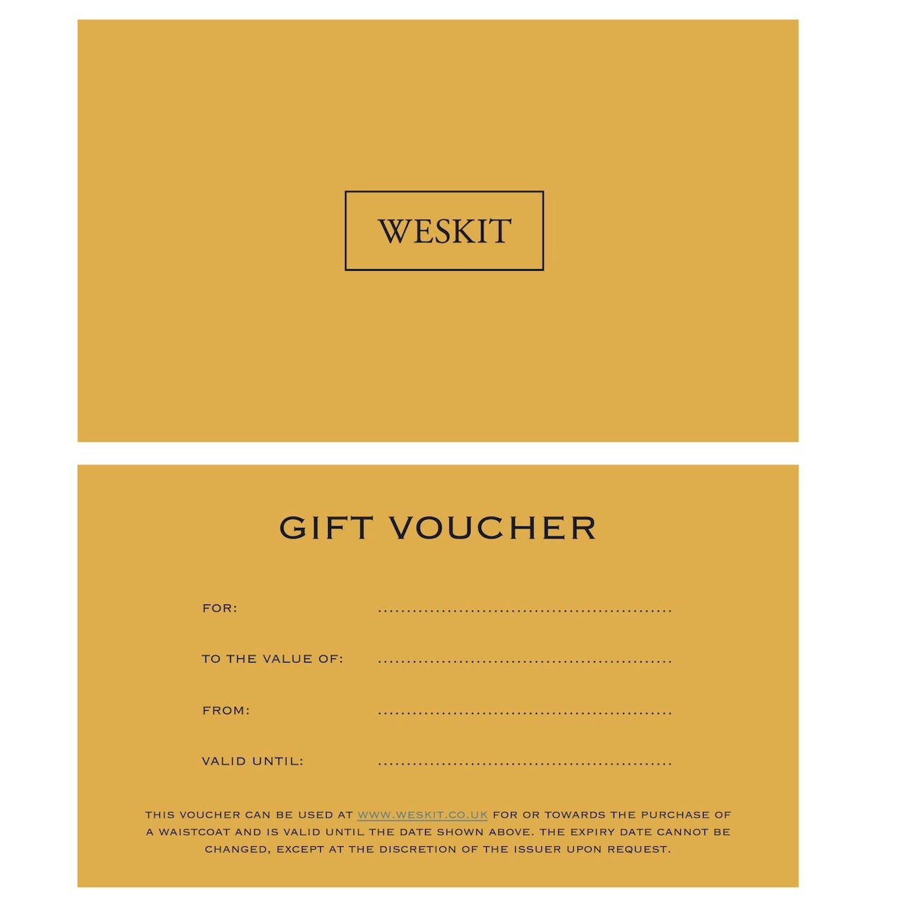 Weskit Waistcoat Digital Gift Voucher